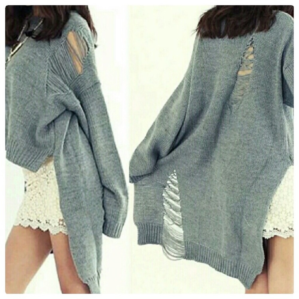 🌜Distressed Hi-Low Sweater🌛